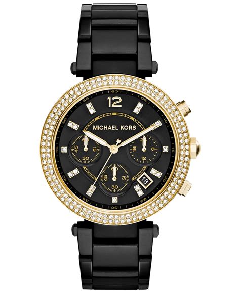 black women's black michael kors watch|black mk watch women.